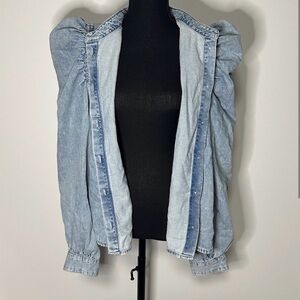 FRAME LIGHT BLUE DENIM BUTTON DOWN WITH PUFF SLEEVES- reposh- no tags